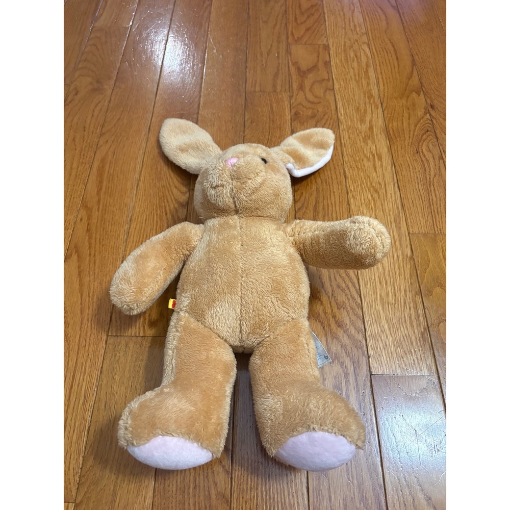 Build A Bear Workshop Tan Bunny Rabbit Plush Striped Ears Pink Nose 16"
